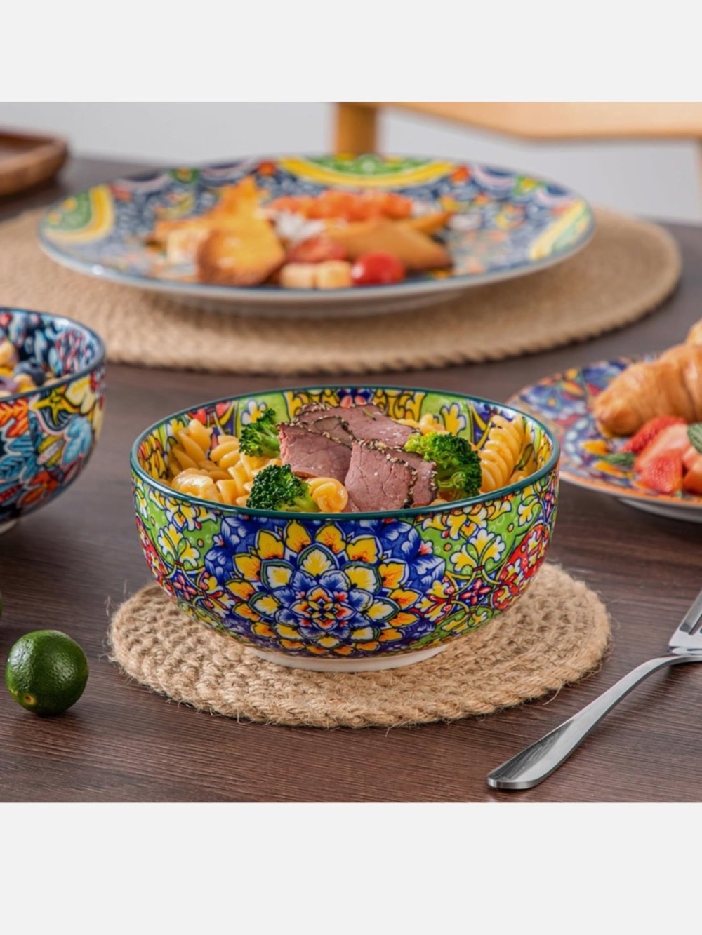 12 Pieces Dinnerware Sets, Service for 4 (12 Pcs), Bohemian Style - Picture 7 of 9